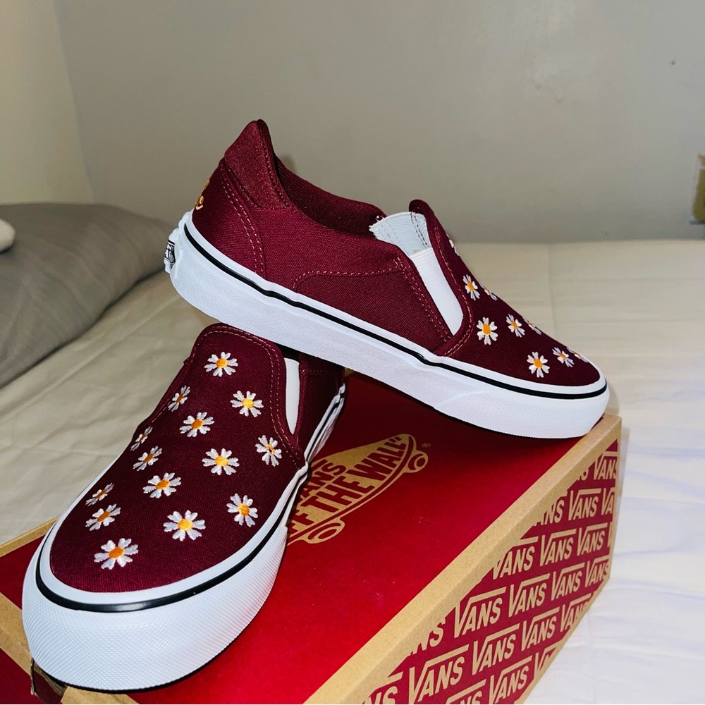 Burgundy Sunflower Vans